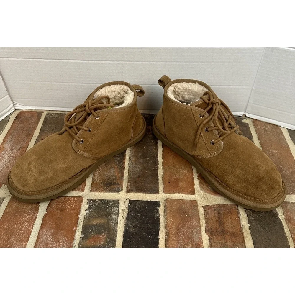UGG Brown Suede Chukka Boots Shearling Lace Up Ankle Comfort Warm Men's 13